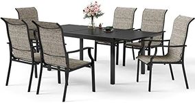 SUNSHINE VALLEY Rectangular Dining Table（Extendable） Patio Dining Set 7 PCS,Outdoor Dining Chairs for 6,Patio Dining Set for Outdoor Kitchen Lawn Garden,Bistro,Deck.