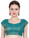 A K E ZONE Women's Readymade Blouse Sweetheart Brocade Sleeveless || Stretchable Stylish Comfortable Blouses || Neck Style U-Neck Gifts Special, Family Functions Gift for Womens & Girls. (38, Teal)