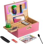 Zusor Large Bamboo Box Tray Set With Combination Lock, Decorative Box, Decorative Box With Removable Rolling Tray, Comes With Accessories, Colorful Light Strip, Great Gift For Men (Pink)