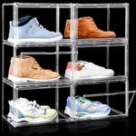 ABOUT SPACE Shoe Boxes - Transparent 6 Pcs Acrylic Sneaker Box Crates | DIY Shoes Storage Box for Men, Women Display Shoe Rack for Sneakers Flats Flip-flops Loafers Heels Wedges (L36 x B 27 x H 23cm)