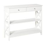 HOMCOM Console Table Sofa Side Desk with Storage Shelves Drawers X Frame for Living Room Entryway White