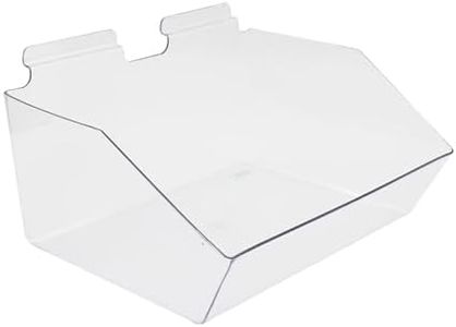 SSWBasics Clear Plastic Dump Bin for Slatwall (Set of 2) - 12" x 5.5" x 9.5" - Retail Display Organizer - Perfect for Retail Stores, Shops, and Merchandising Display