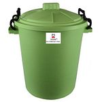 Srendi® 50L Plastic Bin/Waterfroof/Rodent Proof/Ideal for Outdoor/Animal Feed/Food/Storage/Flour Locking Lid (Lime Green)