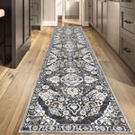 HEBE Hallway Runner Rug 2'x10' Washable Vintage Distressed Area Rugs Non Slip Laundry Rug Runner Boho Floor Carpet Runners for Hallways Entryway Laundry Room Kitchen Bathroom, Brown