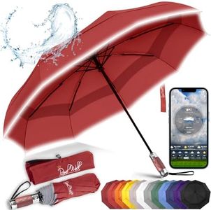 Royal Walk Windproof Folding Travel Umbrella Compact and Strong Luxurious Real Wood Handle Automatic Open Close Vented Double Canopy for Men and Women