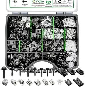 FOLIV 280PCS U-Nut Clips and Bolt Kit, Automotive Body Bolts and Clips Assortment, Engine Undertray Fasteners for Toyota Camry, Honda, Ford, GM-Fender Liner Screws (21 Sizes)