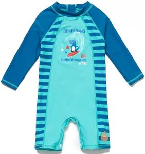 BONVERANO Traje baño bebé protección Solar UPF 50+ Cierre Cremallera (Dinosaurio Azul, 12-18 Meses)