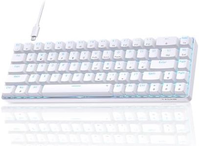 Dierya Clavier Gamer Mécanique 60% Câblé avec Interrupteur Bleu,T68se Clavier Gaming LED Rétroéclairé Type-c Mechanical Keyboard Compact 68 Touches Anti-ghosting-US Layout,Blanc