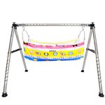 A to Z Hub Baby Boy's And Girl's Portable Folding Swing Cradle,Ghodiyu/Parna/Baby Jhula/Kids Jhula With Indian Style Hammock. Stainless Steel, Silver, 88.9 Cm, 90 Centimeters,85 Centimeters