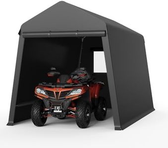 GarveeLife 7X12FT Heavy Duty Outdoor Shed,Portable Storage Shed,with 2 Rolled Up Zipper Doors,Vents Carports & Waterproof Cover Temporary Shelter for Motorcycle,Gardening Tools and Generator(Black)