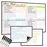 Magnetic Dry Erase Chore Chart Set for Fridge - Used for Multiple Kids - One Chore Chart and Two Bonus Dry Erase Pad/Grocery Boards - 6 Dry Erase Extra Fine Tips Markers Included!