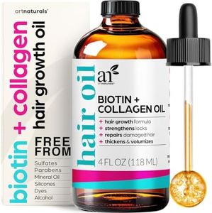 artnaturals Biotin Collagen Hair Oil 4.0oz - Growth Promoting Volumizing Formula - Reduce Hair Loss, Strengthens and Nourishes Hair - Controls Frizz & Improves Manageability