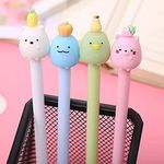 12 Pcs Fruit Cartoon Animal Pens, Kawaii School Supplies Pens Cute Cartoon Gel Ink Pens Boys Girls Cute Pens Suitable for Writing, Gifts for Children and Teachers, Black Refill 0.5mm