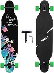 Junli 41 Inch Freeride Skateboard Longboard - Complete Skateboard Cruiser for Cruising, Carving, Free-Style and Downhill Flowers