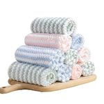 HOUSON 6 Pack Kitchen Cloth Dish Towels, Premium Dishcloths, Super Absorbent Coral Velvet Dishtowels, Nonstick Oil Washable Fast Drying (12' x 12')