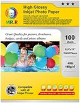 MR.R Single Side High Glossy Inkjet Photo Paper,180gsm 49lb,8.5''x11" with 100 sheets per pack