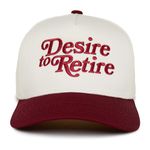 Funky Junque Two Tone Vintage Canvas Snapback Hats Men Women Trendy Embroidered Trucker Baseball Cap Funny Adjustable, Desire to Retire - Burgundy/Beige, One Size