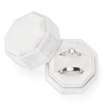 Etercycle Velvet Ring Box, Octagon Gorgeous Vintage Double Jewelry Ring Gift Box with Detachable Lid for Proposal Engagement Wedding Ceremony (White)