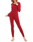 Baselayer Womens Women Thermal Underwear Set Base Layer Top & Leggings Lightweight Ladies Tee Shirt Breathable Manufacturer Size 3, (UK Size: M, Red)