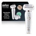 Braun Silk-epil 9 Flex 9-020 - Epilator for Women with Flexible Head for Easier Hair Removal, White/Gold, 1 Count