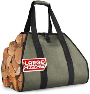 Firewood Carrier with Reinforced Handles - Water-Resistant Canvas Wood Carrier for Firewood with Touch Fastener & Heavy-Duty Waxed Fabric - Large Capacity (39.4"x18.5") for Home, Camping & Outdoor
