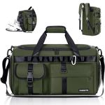 FIORETTO 45L Womens Mens Gym Sports Duffle Bag with Shoes Compartment, Water- Resistant Travel Bag with Trolley Sleeve, Weekend Overnight Hospital Bag Sports Holdall Backpack Green