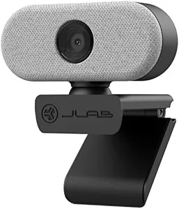 JLab Go Cam USB HD Webcam, White, 1080P/30 FPS, 2.1 Megapixels, Minimalist Portable Set-up, Omni-Directional Microphone, Compatible with PC, Mac and Chromebook