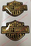 Harley Davidson Pair of Stickers Resin-Coated 3D (Gold)