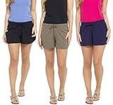 Keanu 3 PK Ladies Shorts - 1 - Black/Khaki/Navy - Size 12-14