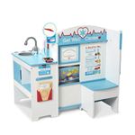 Melissa & Doug Wooden Get Well Doctor Activity Center - Waiting Room, Exam Room, Check-In Area - Toddler Doctor Playset, Doctors Office Pretend Play Set For Kids Ages 3+