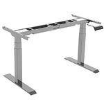 iMount EDF32D Electric Dual-motor Sit-Stand Desk/Height-adjustable Standing Table Frame Only in Silver Grey