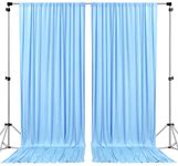 Stookin Light Blue10 feet x 10 feet Polyester Backdrop Drapes Curtains Panels with Rod Pockets - Wedding Ceremony Party Home Window Decorations (5X10), (2 Panal Set)