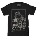 Tee Luv Men's Popeye The Sailor Man Salty T-Shirt, Black, L