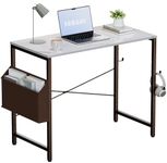 Pamray 32 Inch Computer Desk Small Spaces Desk with Storage Bag for Bedroom Writing and Home Office Work Small Study Desk Table White Marble