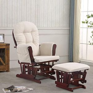 REJOICE HOME Atoll Glider with Ottoman, Cherry/Beige