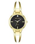 Anne Klein Women's Genuine Diamond Dial Open Bangle Watch, Gold/Black