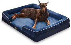 Bedsure XXL Dog Sofa Bed Washable - Extra Large Orthopedic Dog Beds with Removable Flannel Zipper Cover, XL Waterproof Human Dog Bed for Adults, Navy Squre Pet Bed, 134.5x106.5x20cm