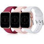 Wepro Pack 3 Straps Compatible with Apple Watch Strap 42mm(Series 10) 38mm 40mm 41mm Women Men, Soft Silicone Strap for iWatch Series 10 9 8 7 6 5 4 3 2 1 SE, Red/Pink/White