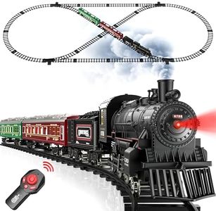 Hot Bee Rechargeable Alloy Train Set, Electric Train Set for Adults, Remote Control Train, Retro Steam Train Gifts for Men, Toy Train Track, Lights and Sounds Railway Electric Train Set for Adults