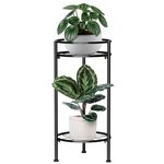 Plant Stand Indoor, 2 Tier Metal Tall Plant Stands 23.4" Multiple Plant Rack Holder, Heavy Duty Rustproof Flower Shelf Display for Apartment Corner Home Garden Patio