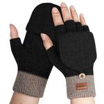 FORVEVO Women Fingerless Gloves - Winter Warm Gloves, Knitted Warmer Flip Fingerless Gloves Outdoor Sport Half-Finger Mitten for Cold Weather