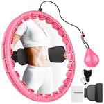 Weighted Hula Hoop for Adults Weight Loss,Infinity Weighted Hoop Plus Size with Sweat Belt,Waist Trainers for Women,Exercise Hula Hoop Womens Weight Loss at Home (Bright Pink)