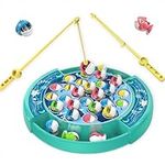 Magnetic and Hook Fishing Games for Kids Fish Games, Rotating Go Fishing Game Kids, Board Games Fishing Toy Set (Green)