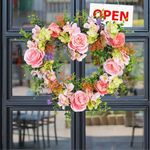 Marooma Heart Shape Flower Wreath Valentines Day wreath Pink valentines day decor Heart Wreath for front door Wedding Flower Wreath Spring Wreath for Valentines Decoration Wedding Anniversary