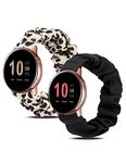 Wearlizer Compatible with Samsung Active 2 Watch Band Women/Galaxy Watch 4 Band/Galaxy Watch 5 Band/Galaxy Watch 7 Band/Galaxy Watch 6 Band, 2 Packs Stretchy Solo Loop Scrunchies Elastic Strap for Vivoactive 3 Band, Leopard+Black/Small