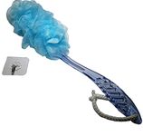 Body Puff Bath Sponge Soft Shower Brush Blue Crystal Handle for Seniors Parents Grandparents Elderly Disabled Patients Arthritis Pregnant Maternity Ladies Grandpa Grandma (Blue)