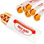 Paper Hot Dog Bags (100 Pack) - Microwavable Paper Hot Dog Sleeves - Concession Stand Hot Dog Wrappers - Leak Resistant Hot Dog Bags for Food Stands, Food Trucks, Take Out, Delivery - Stock Your Home