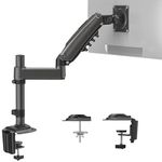 HUANUO Single Monitor Arm for 13" to 32" Screens, Single Monitor Stand with Pole for More Height Adjustments, Gas Spring Monitor Arm Holds up to 19.8lbs, Swivel Monitor Stand Desk Mount, VESA 75/100