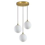 Debbte Modern Minimalist Pendant Lighting with White Globe Lampshade,Premium Brass Spherical Glass Ceiling Light Hanging Lamp Kitchen Living & Dining Room Chandelier (3-Lights,5.9")