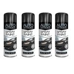 PEBBLE HUG All Purpose Spray Paint, Black Satin Aerosol Paint, Ideal and Perfect Finish for Cars, Bikes, Vans, Metal and Wood, Quick Drying, 250ml (4 Pcs)